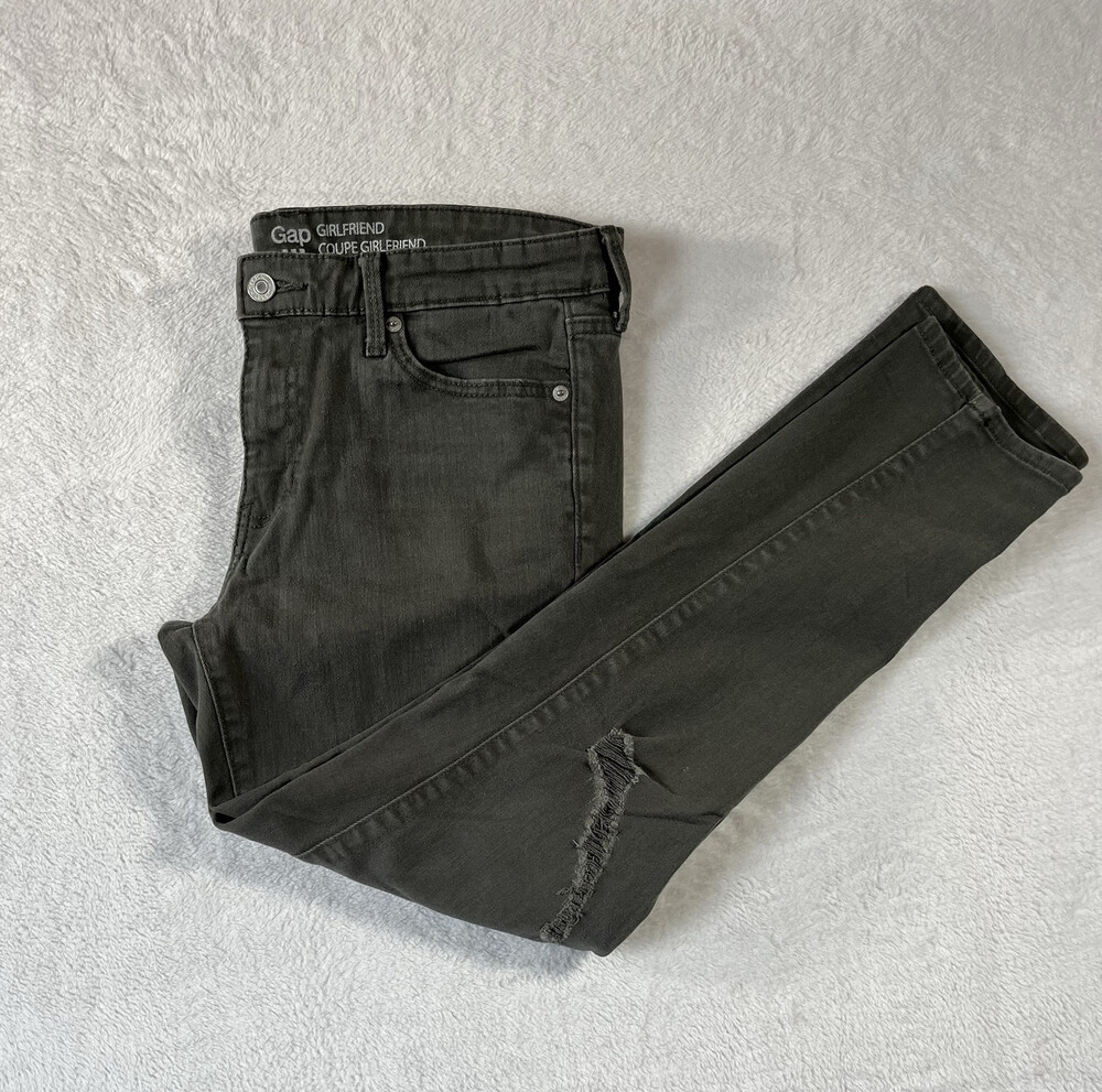 Gap Jeans Women’s 10A Girlfriend Coupe Distressed Denim Green